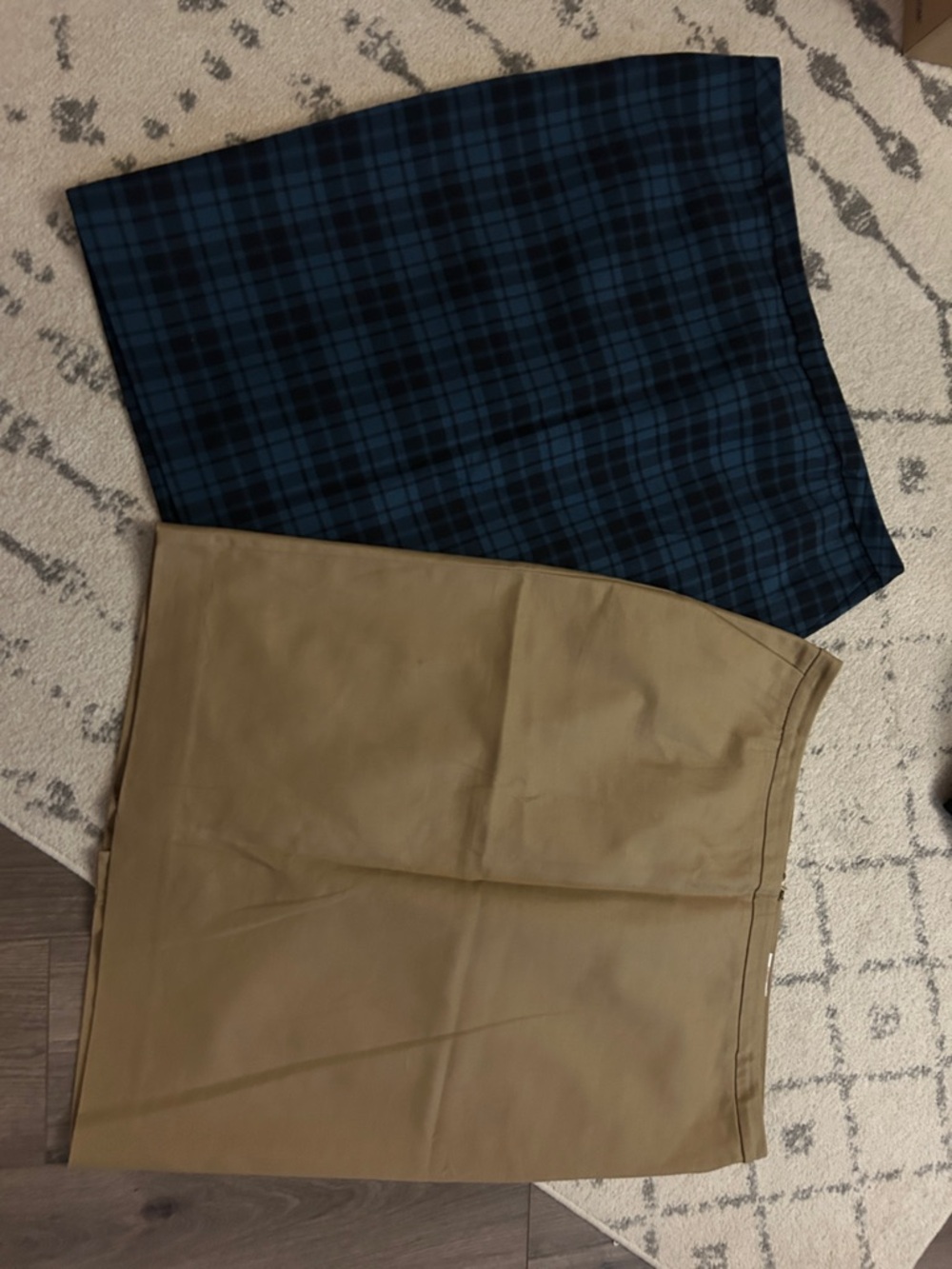 BUNDLE: Merona Navy Plaid and Khaki Pencil Skirt Duo